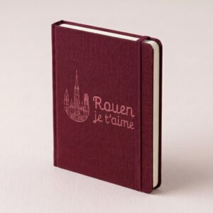 Carnet Rouen je t'aime couverture lin bordeaux