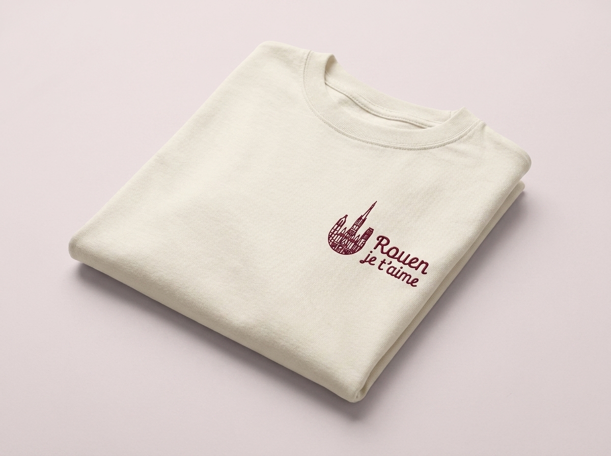 T-shirt brodé Rouen je t'aime